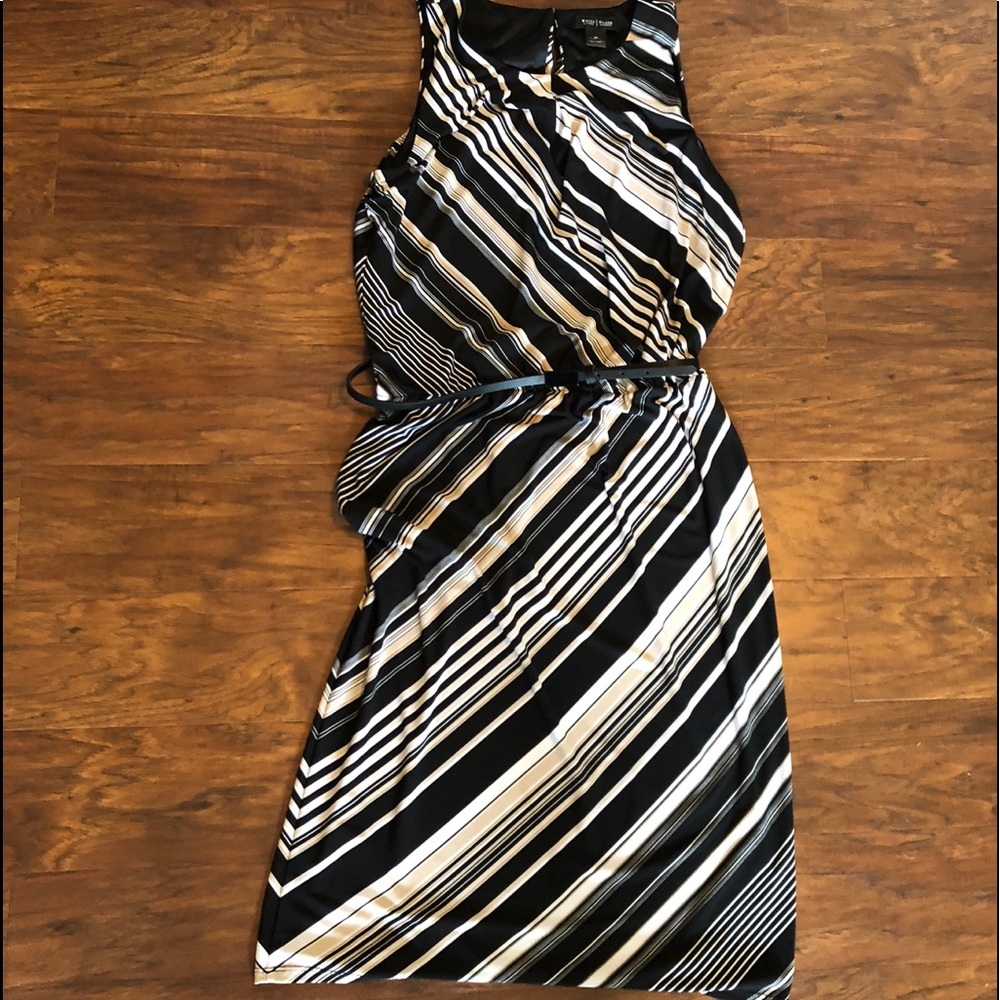 WHBM white, black and cream dress, size 10